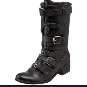 Dolce Vita Bertie Midcalf Shearling Lamb Fur Buckle Moto Boots size 8